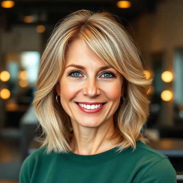 #12 Feathered Butterfly Lob on Honey Blonde Hair