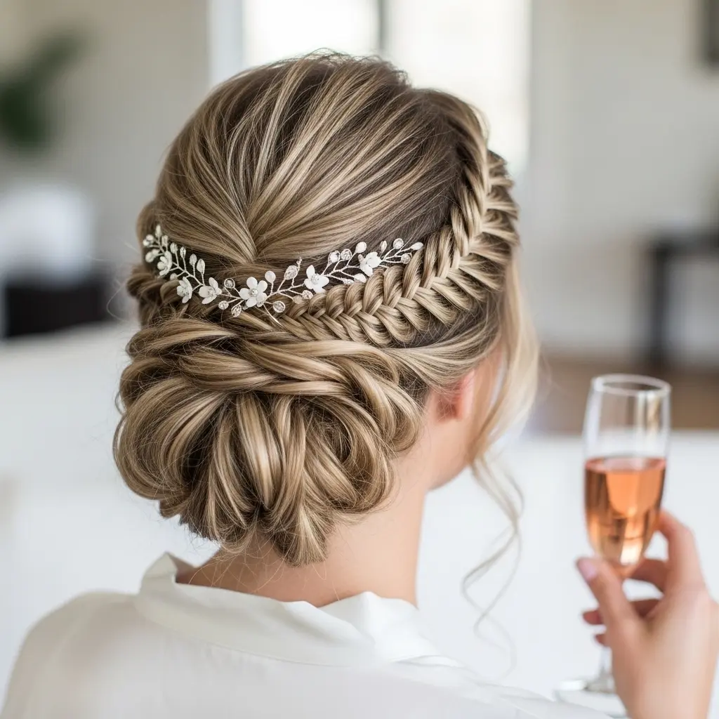 #12 Beautiful Boho Updo with an Accent Braid