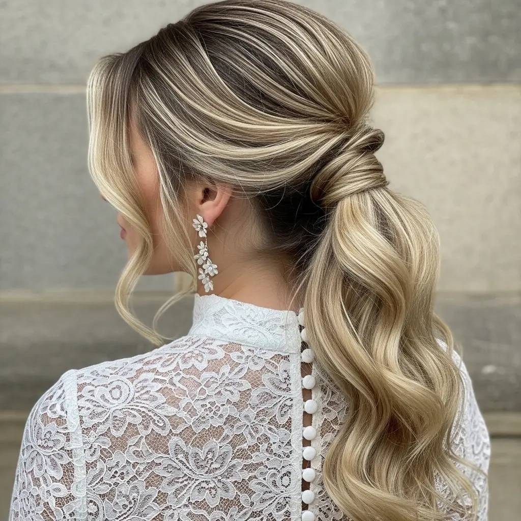 #12 Low Sleek Ponytail with Waves