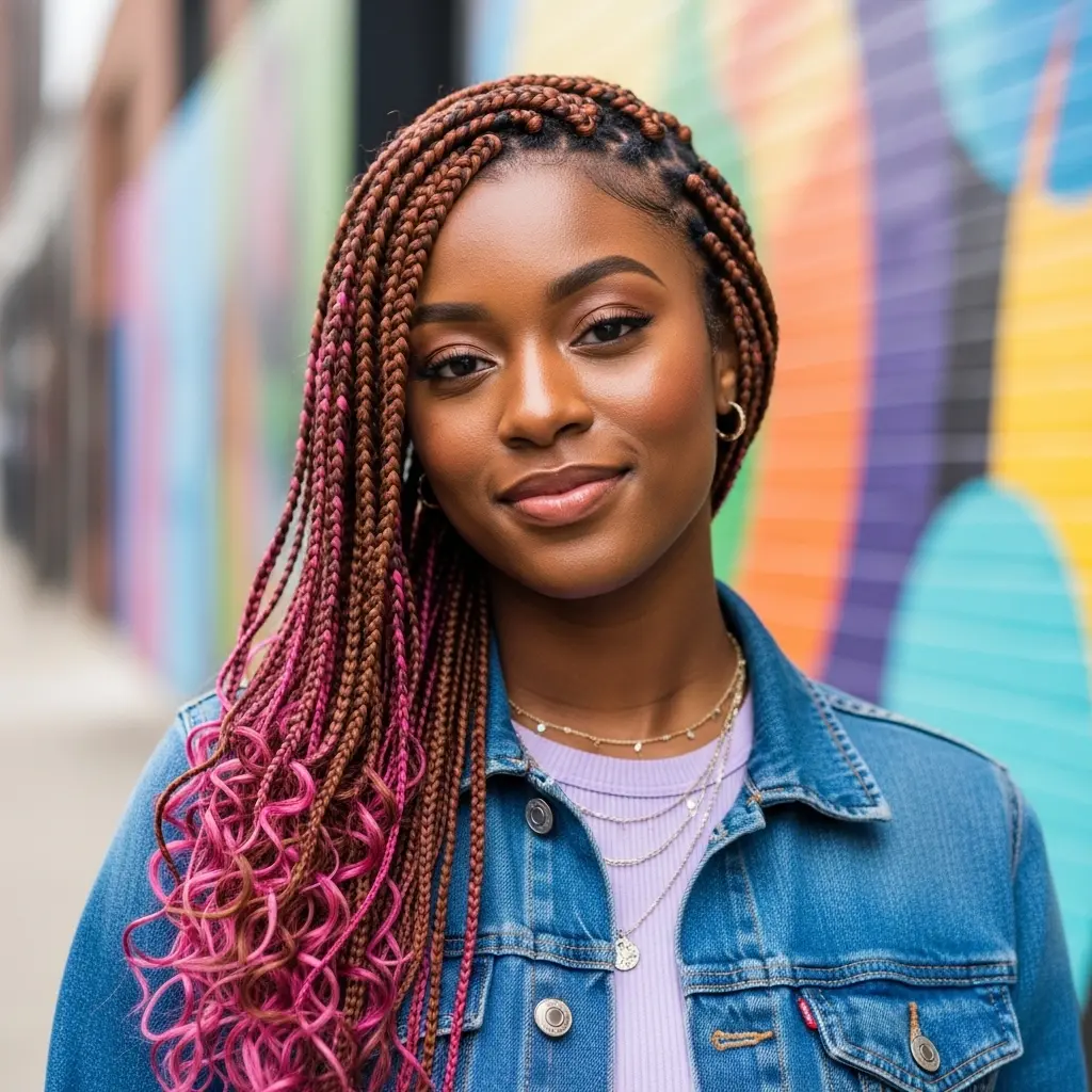 #12 Peekaboo Braids with Maroon Highlights