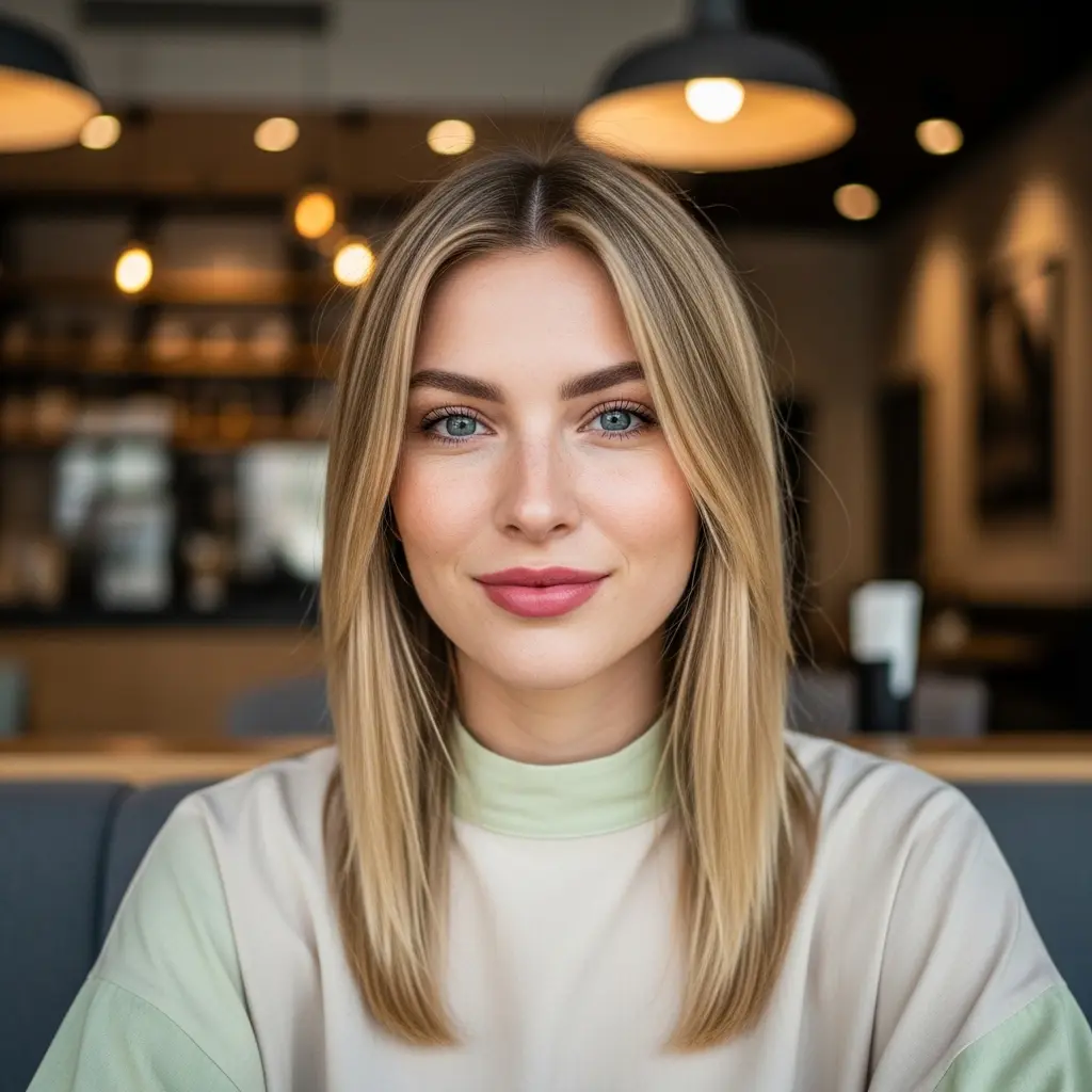 #13 Flat Hair Middle Part for Symmetry