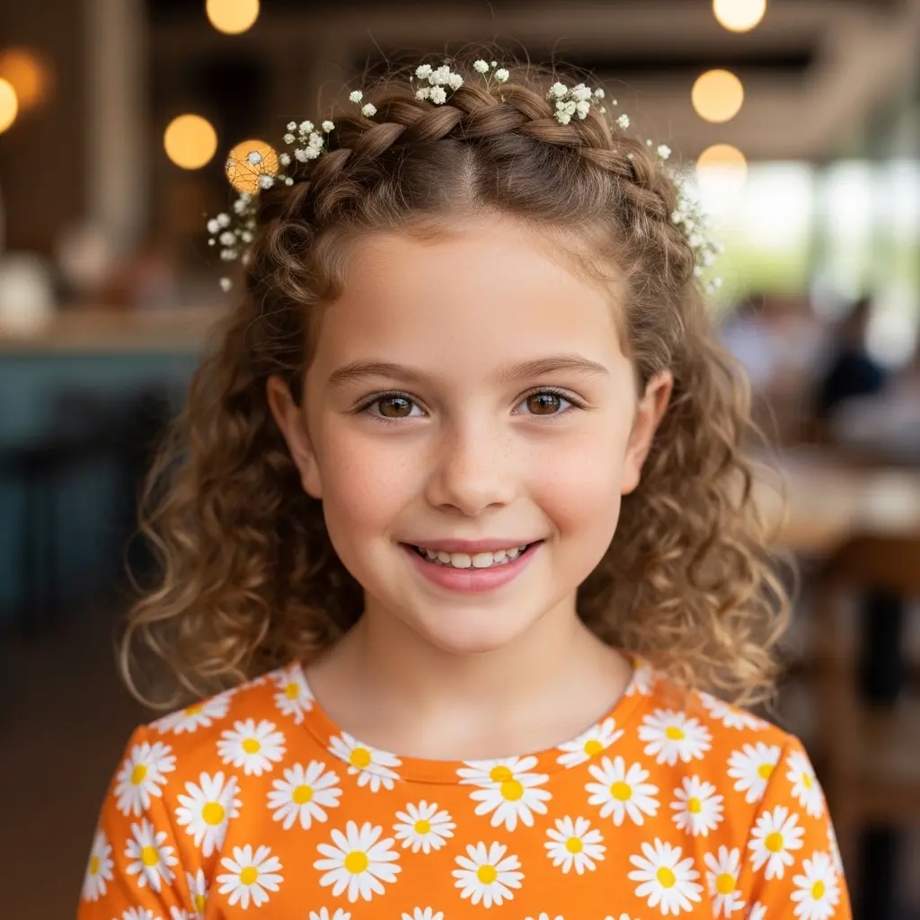 #13 Charming Braided Crown with Textured Curls