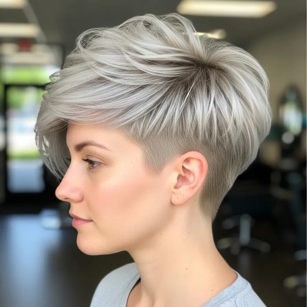 #14 Disconnected Undercut on Platinum Pixie Hair