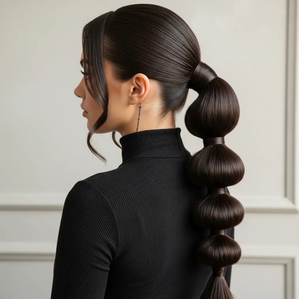 #15 Hollywood-Inspired Bubble Ponytail