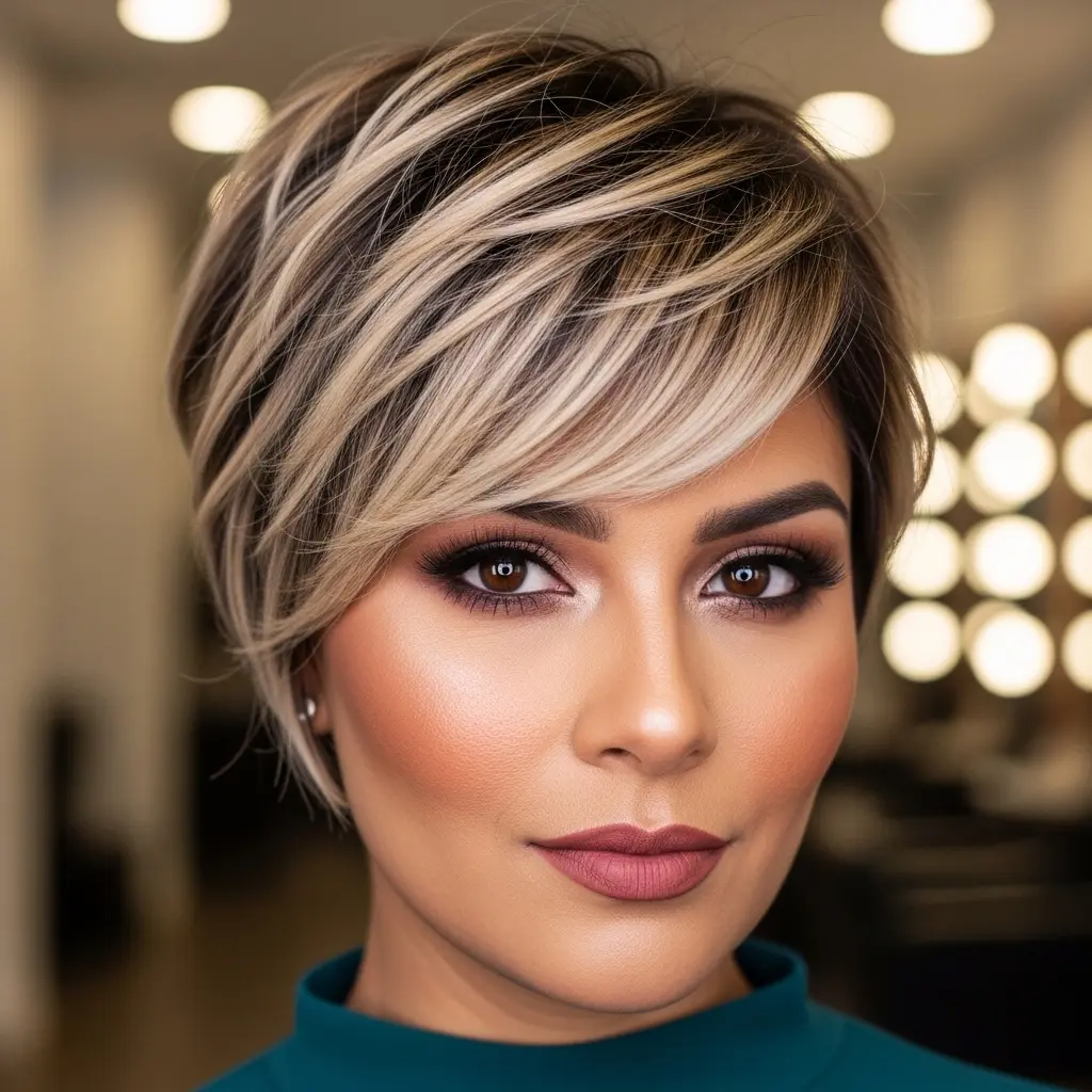 #15 Highlighted Pixie with Side Bangs