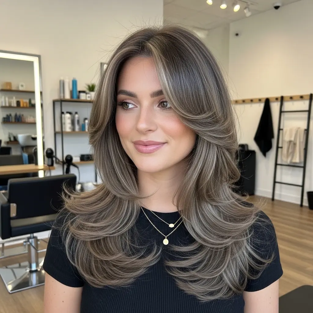 #16 Middle Part Hair with Butterfly Cut