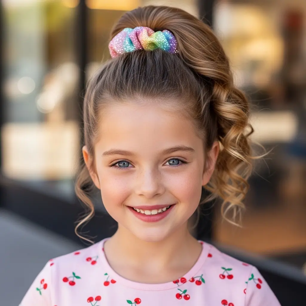 #16 Charming High Ponytail with Colorful Sparkly Accents