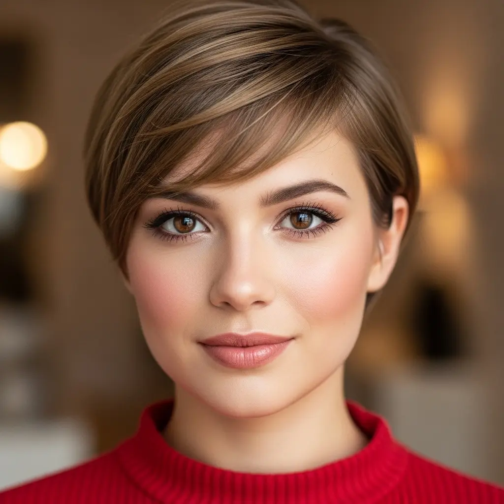 #16 Long Pixie Cut with Side-Swept Bangs
