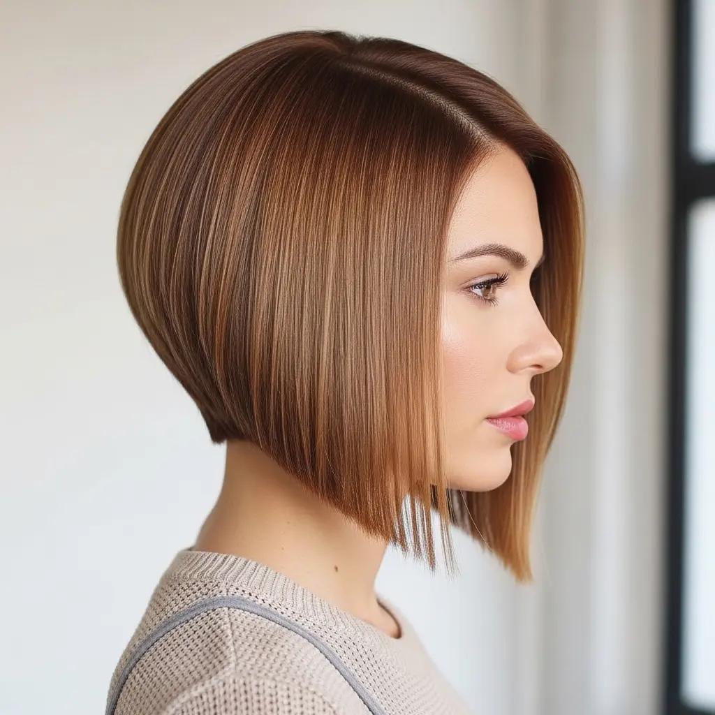 #2 Long and Sharp Graduated Bob Cut on Brown Hair