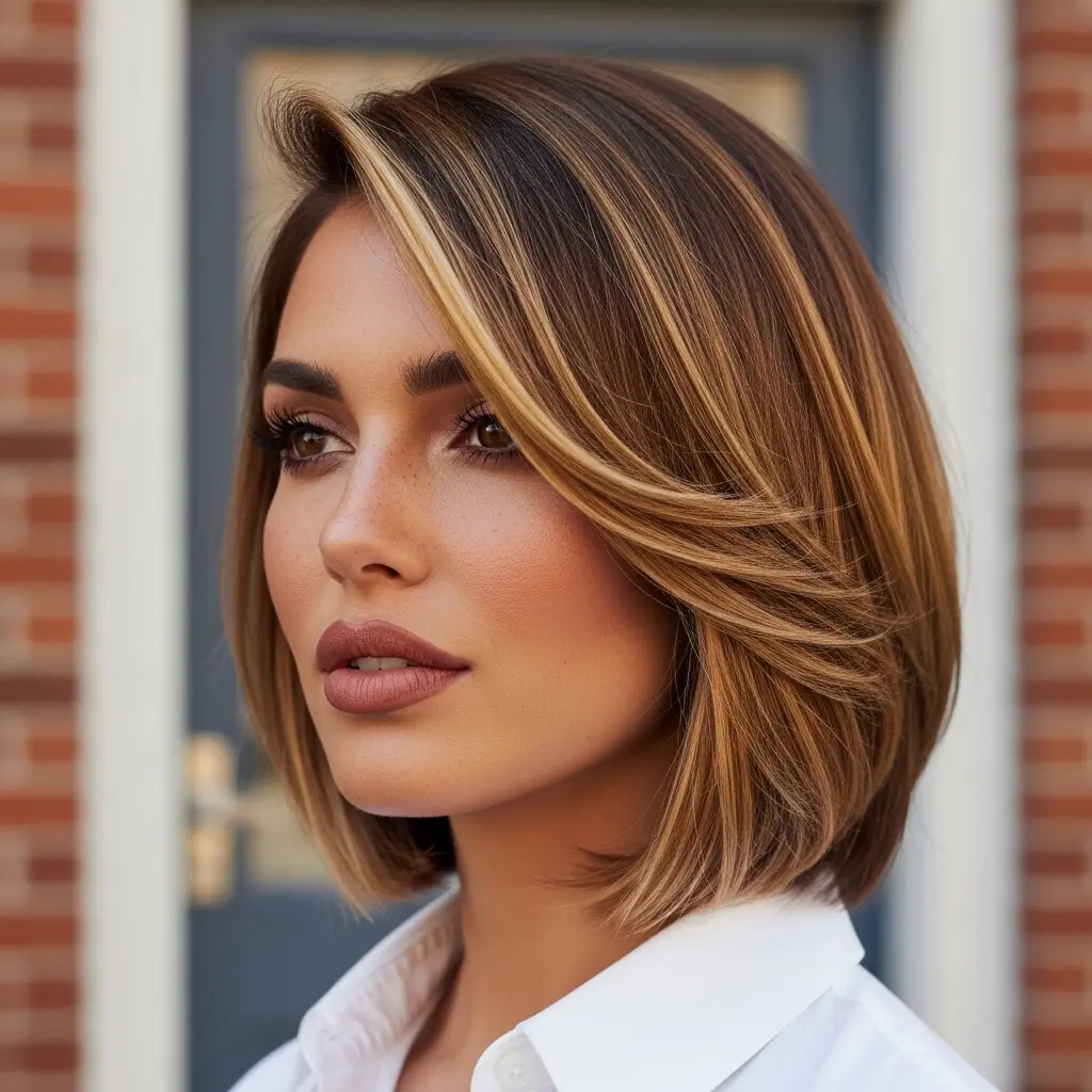 #2 Side-Swept Angled Bob with Subtle Highlights