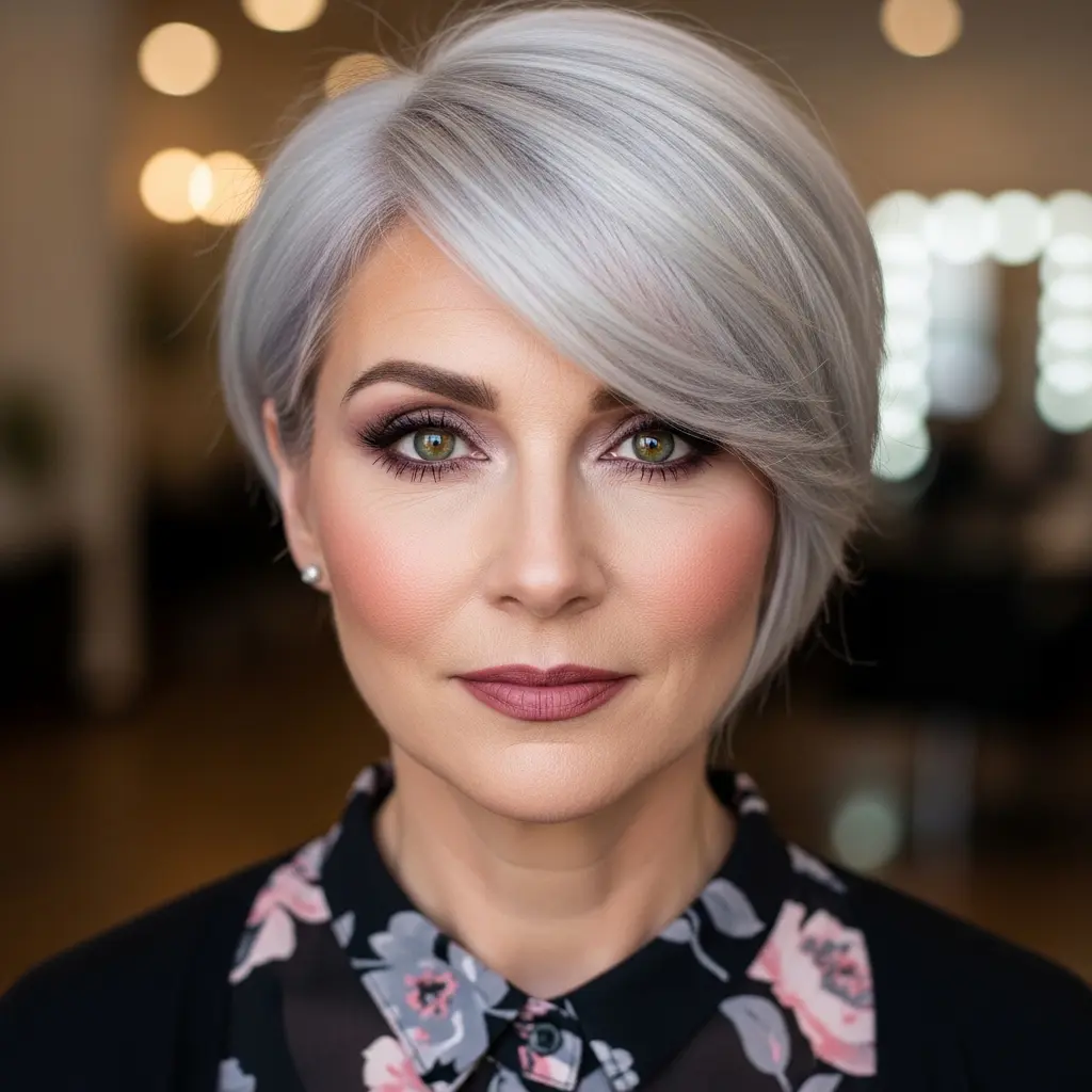 #2 Deep Side Part Pixie Cut with Fringe