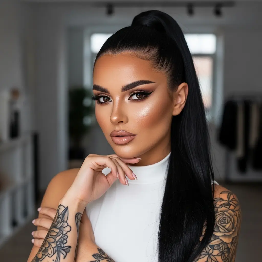 #21 Teased Ponytail with a Side Part