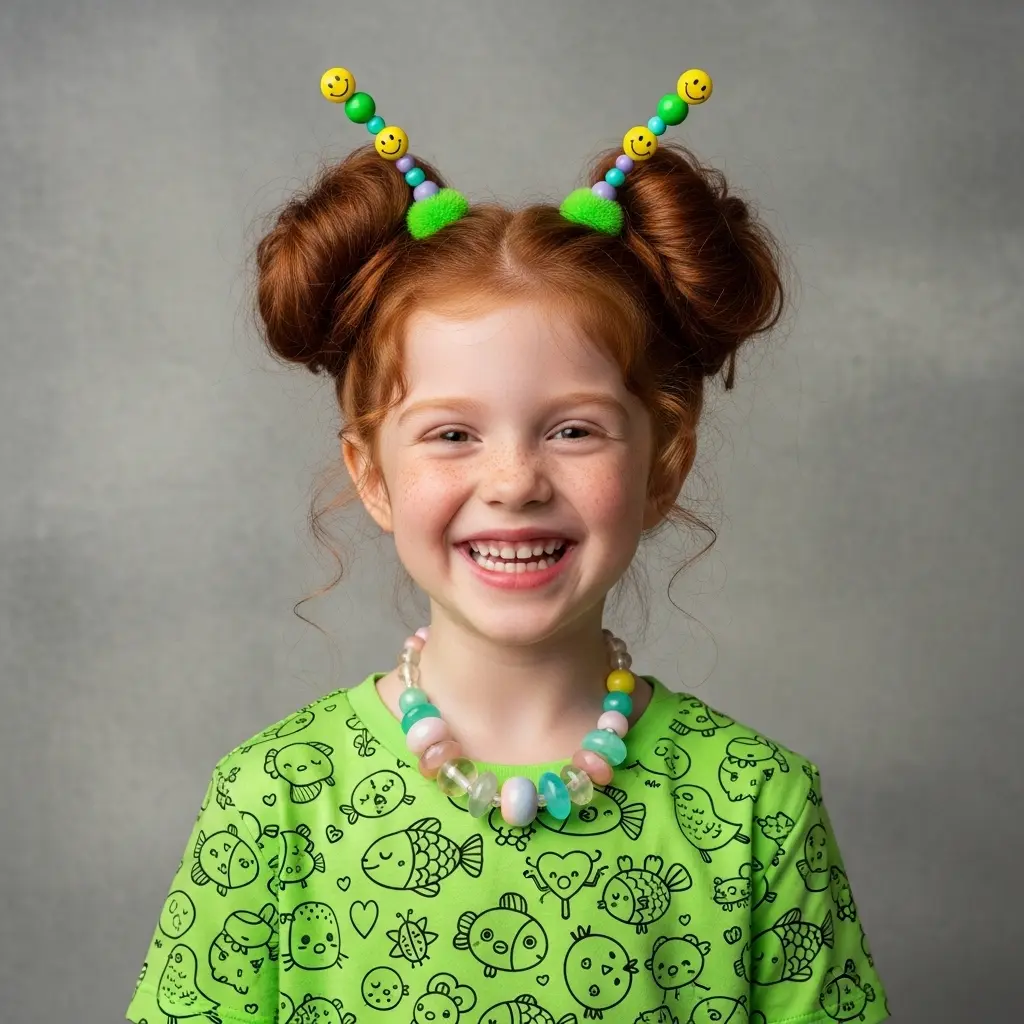 #23 Adorable Curly Pigtails with Beaded Antennae