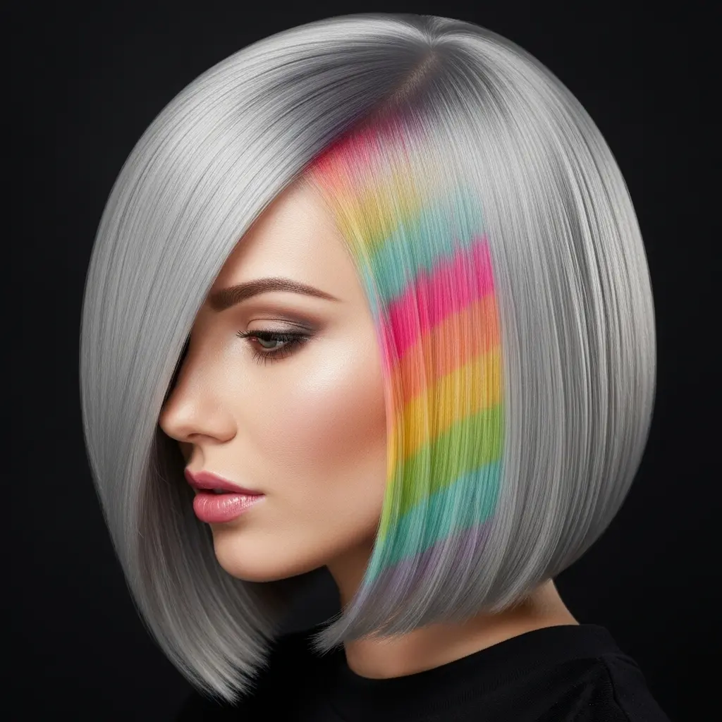 #4 Colorful Medium-Length Angled Bob
