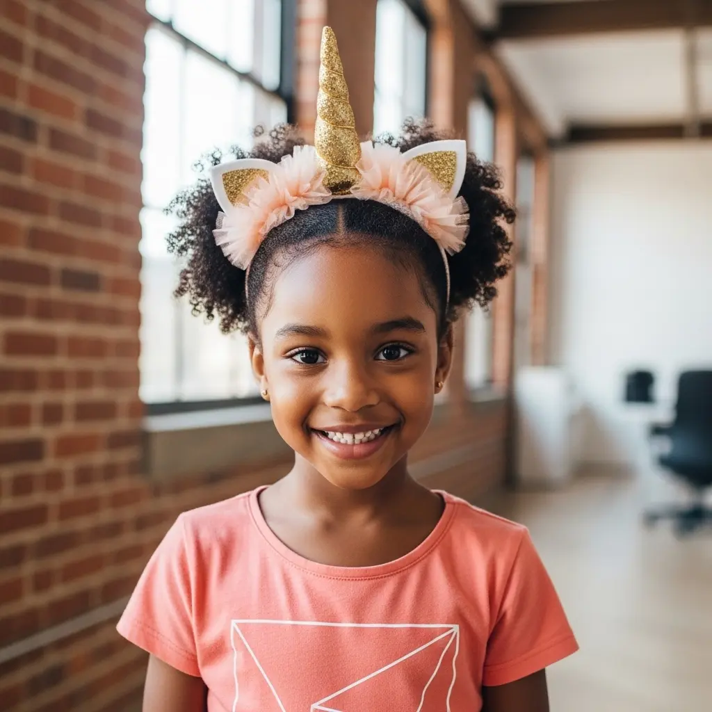 #4 Charming Curly Pigtails with Glittery Crown Accents