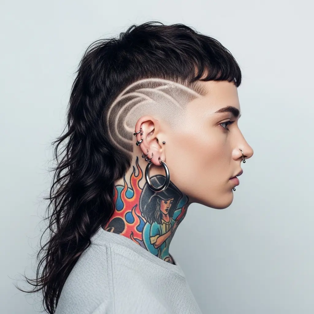 #5 Undercut Long Hair with Hair Art