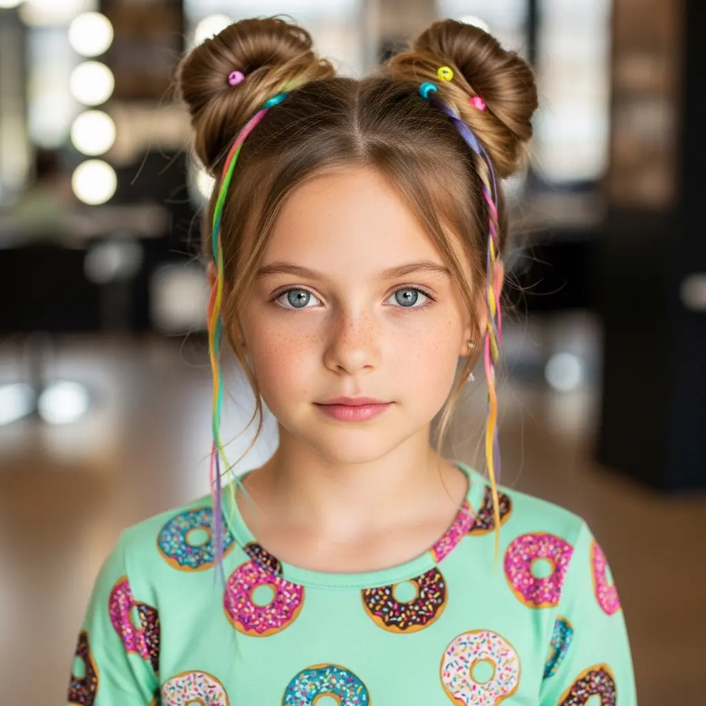 #5 Colorful Twisted Buns with Beaded Accents