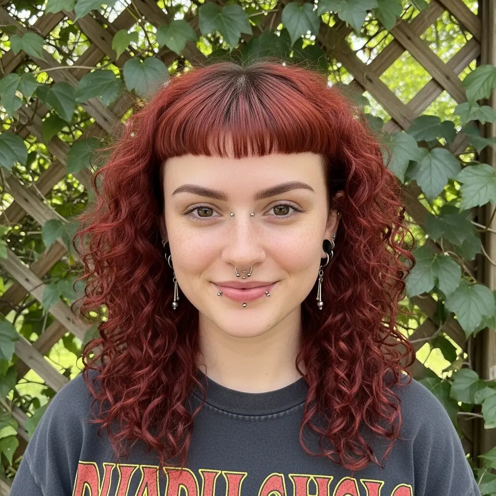 Curly Copper Mid-Chest Layers with Micro Crescent Fringe