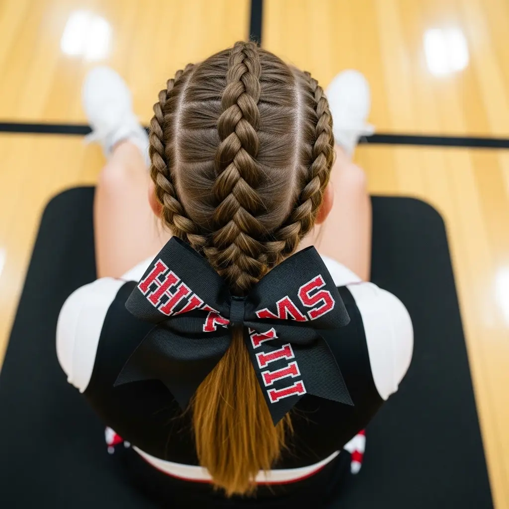 #6 Braided Bow Pony Cheerleading Hairstyle