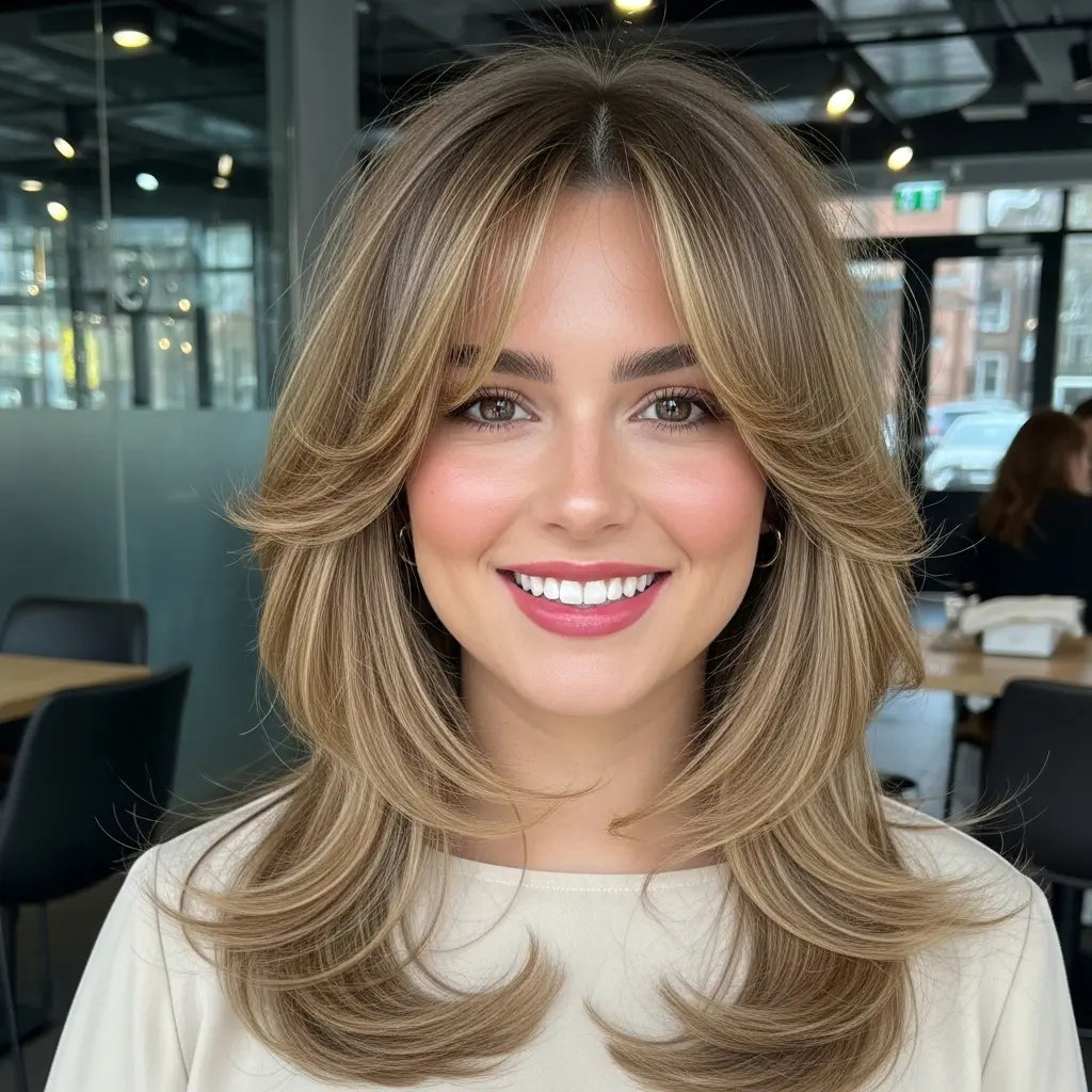 Blonde Visible Layering with Fringe