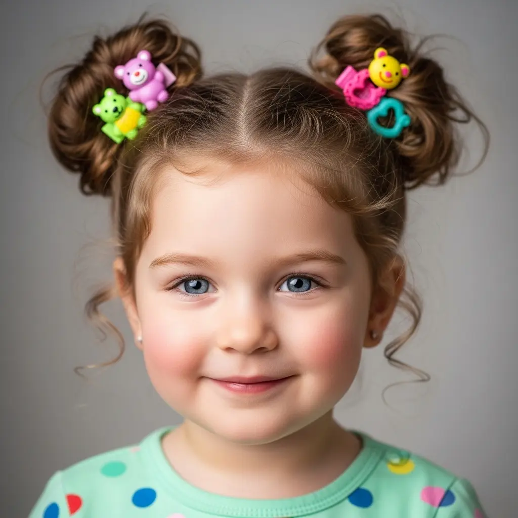 #7 Charming Curly High Buns with Playful Accessories