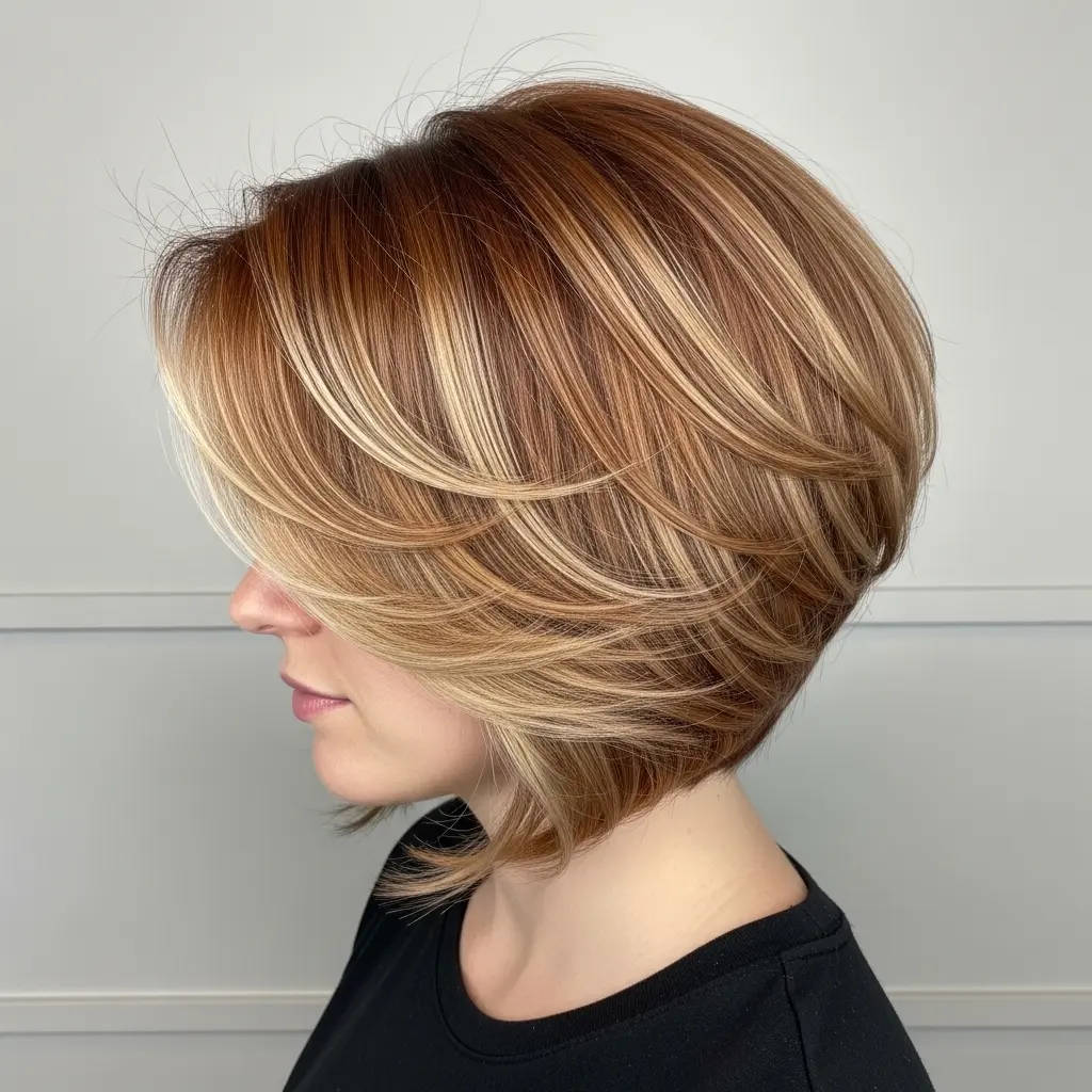 #8 Stacked Peach Bob with Thin Layers