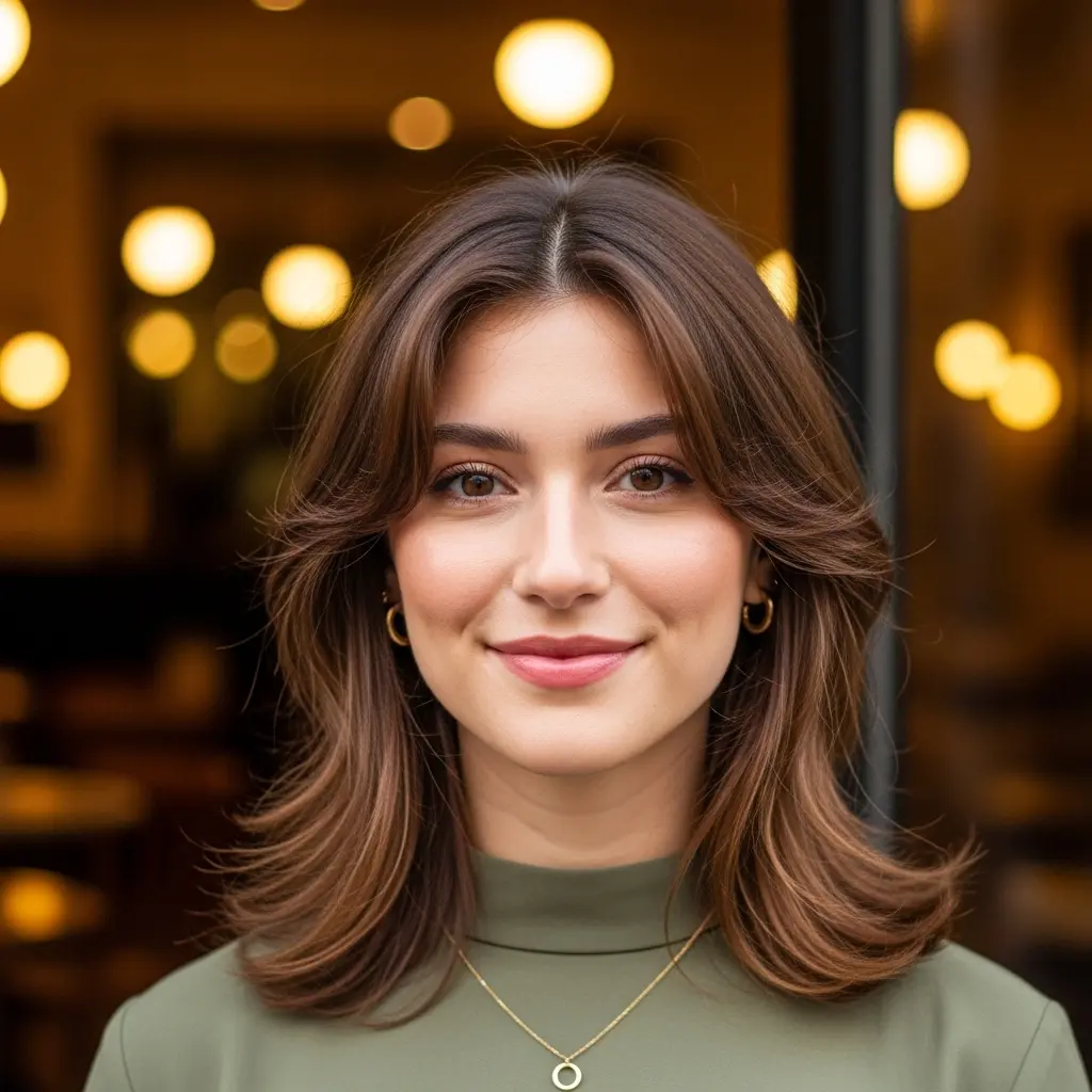 #8 Mid-Length Butterfly Cut with Chocolate Tones