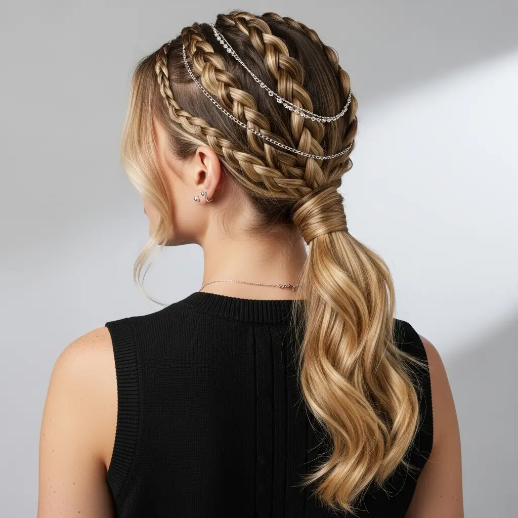 #8 Low Ponytail with Braids