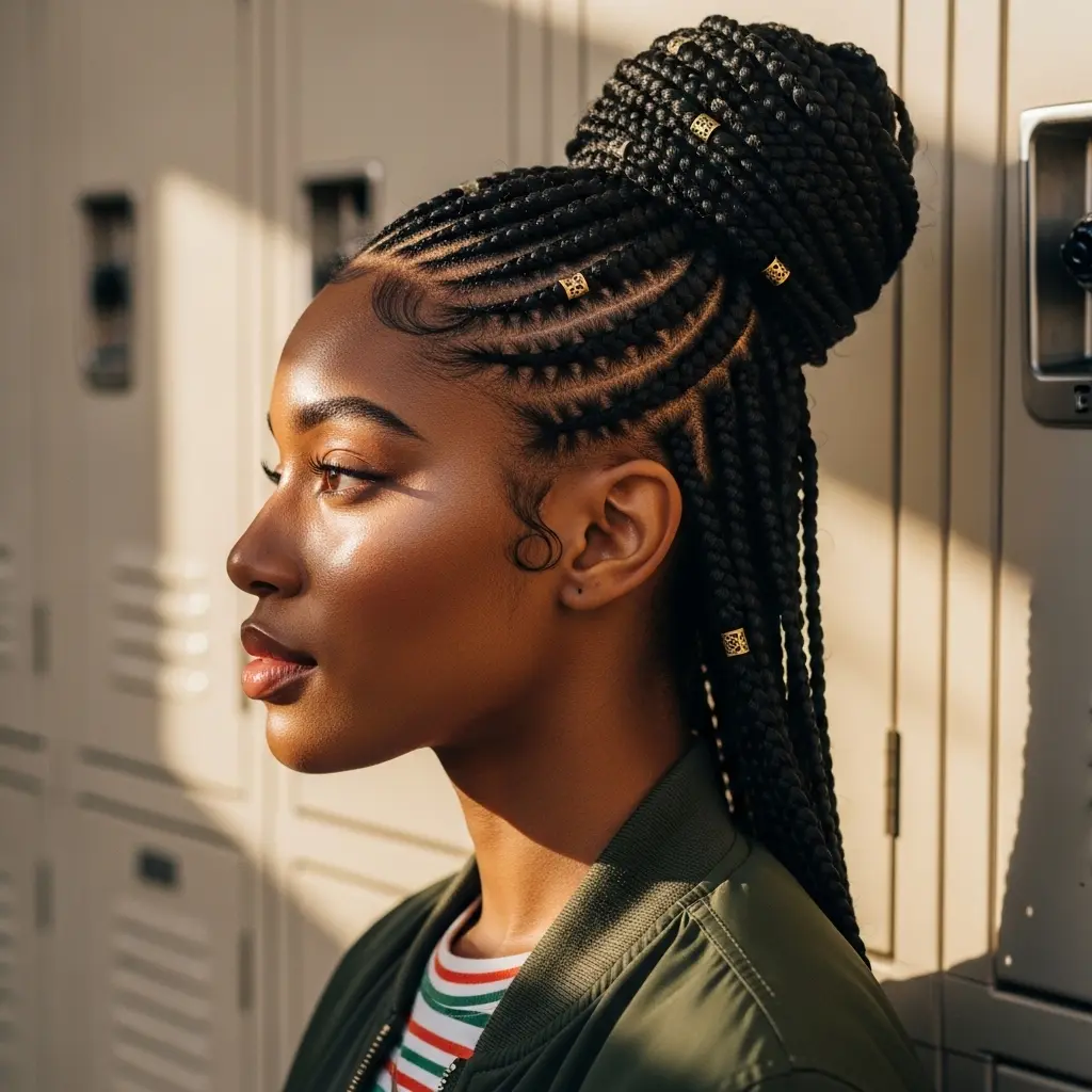 #8 Back to School Braided Bun for Natural Hair