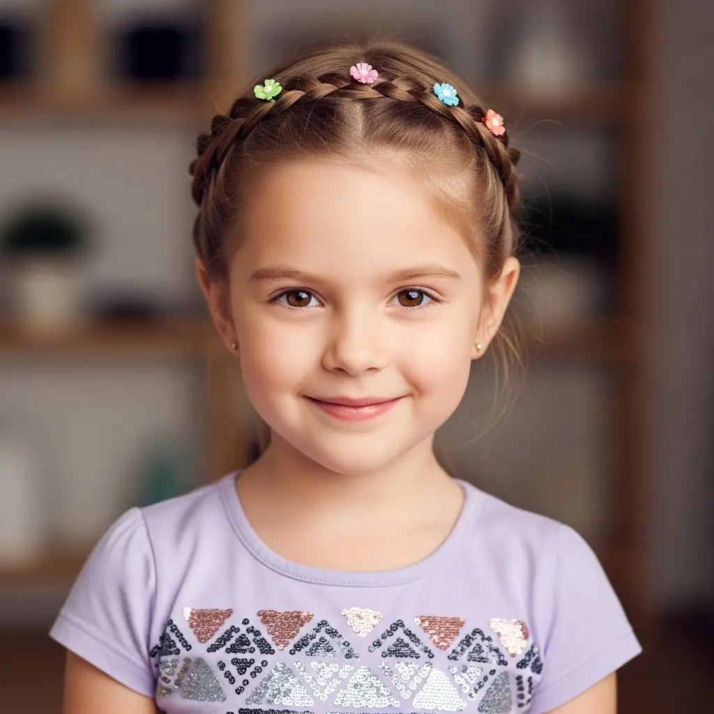 #9 Charming Braided Crown with Colorful Flower Accents