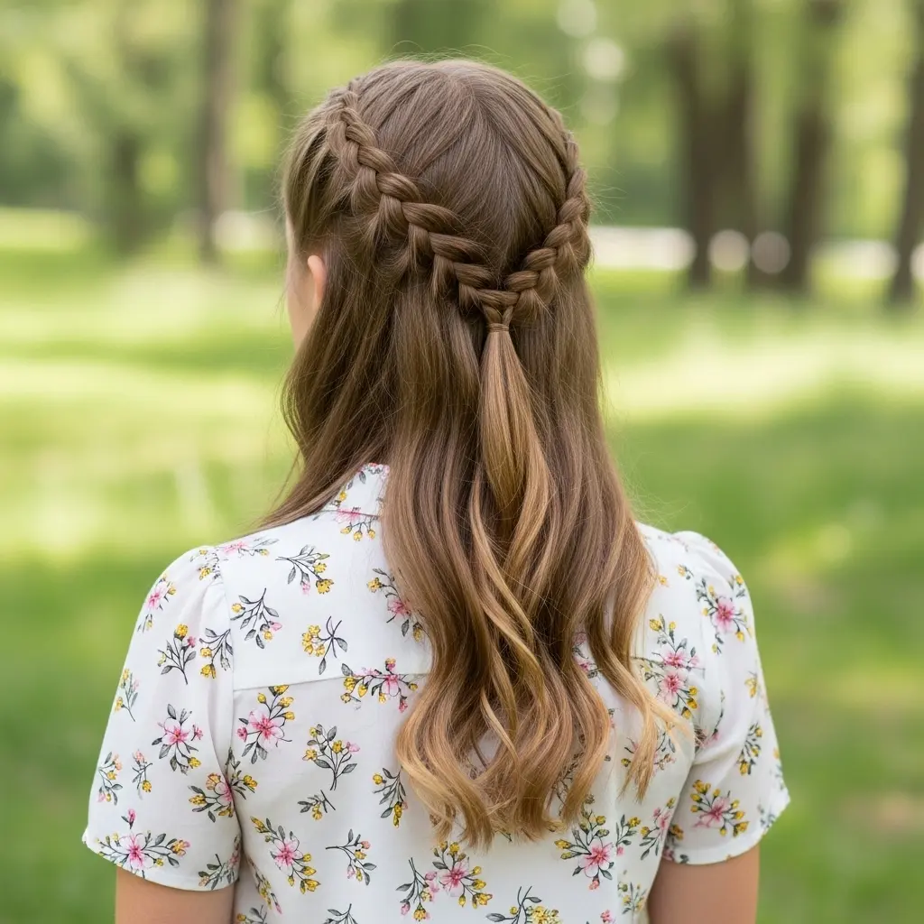 #9 Half Up Half Down Braids for Pre-Teens
