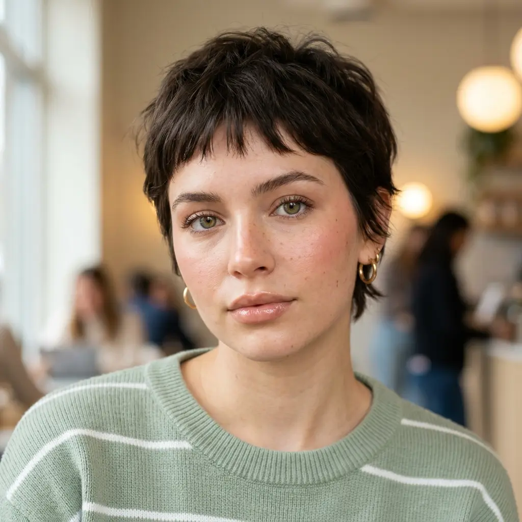 #1 Chic Textured Pixie Cut for Chubby Faces