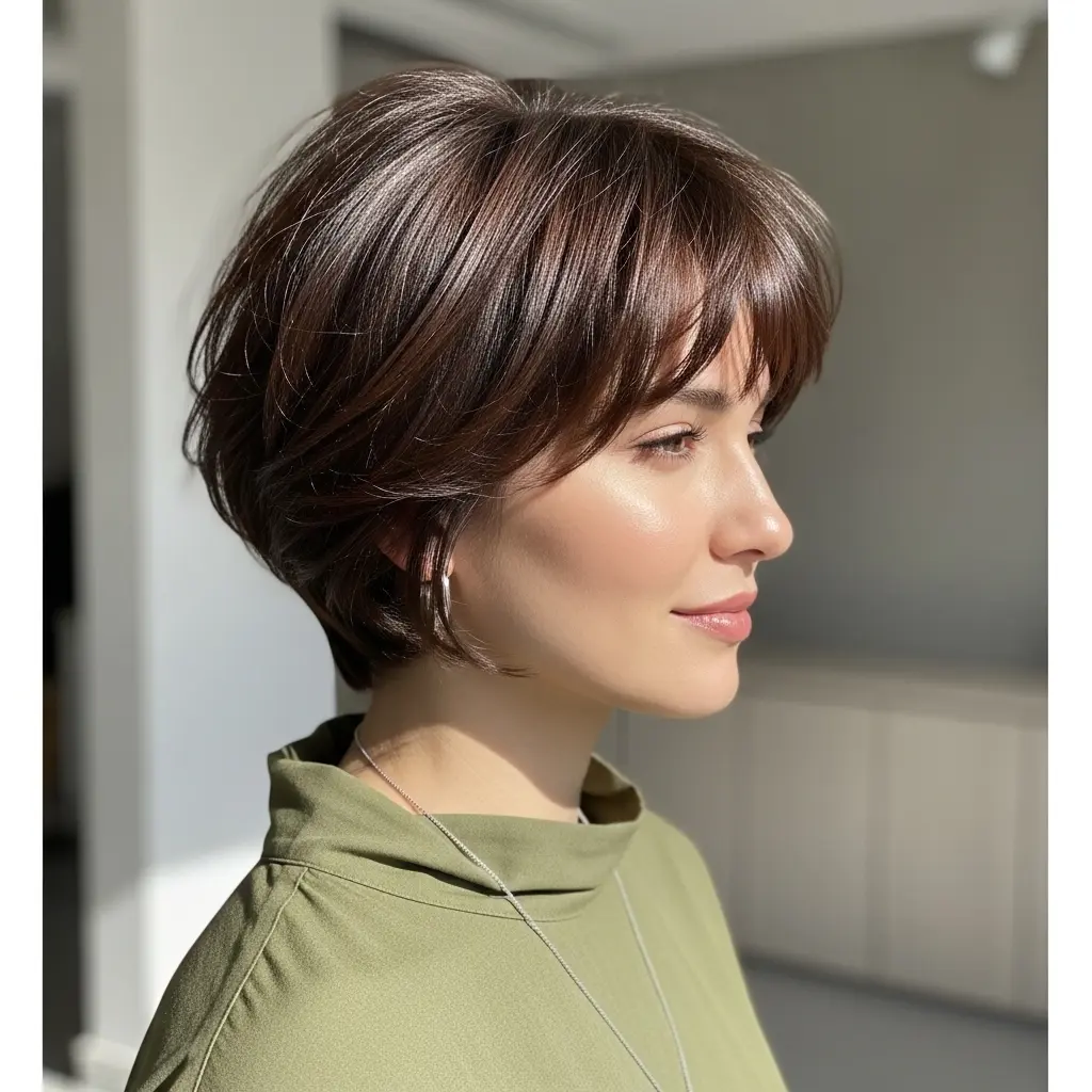 #15 Layered Pixie Bob with Fringe Bangs