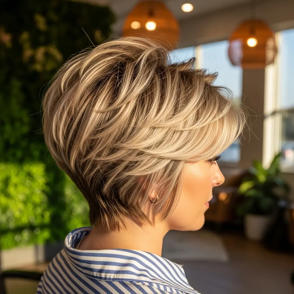 #18 Lovely Tapered Bixie with Dark Roots