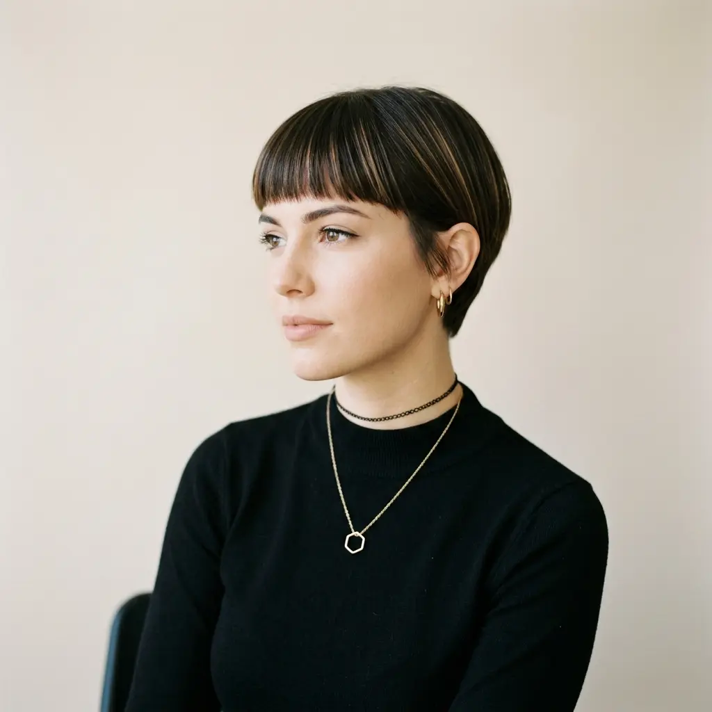 #4 Sleek Pixie Bob with Straight Bangs