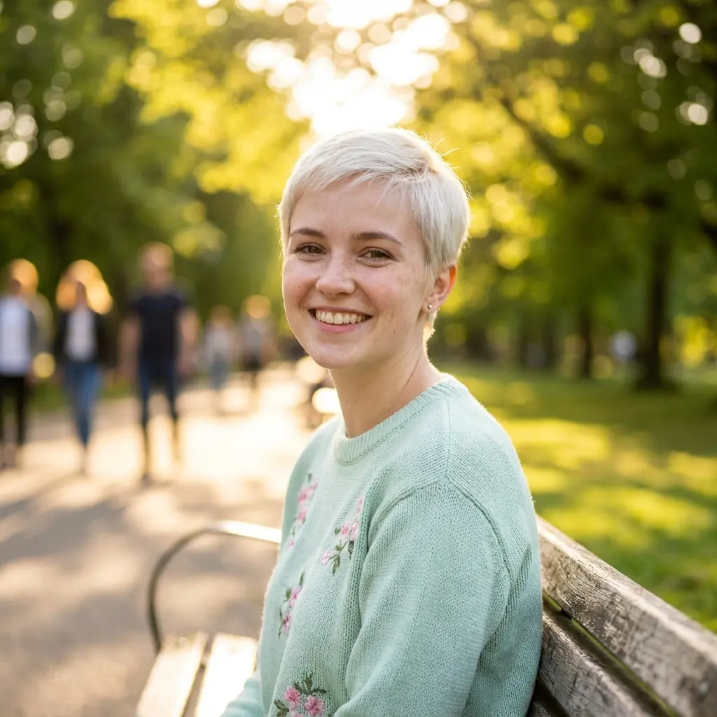 #7 Blonde Pixie Cut for a Round Chubby Face