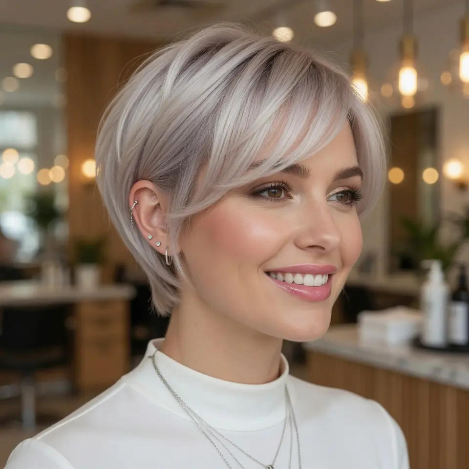 #8 Chic Pixie Bob Cut with a Sweeping Fringe