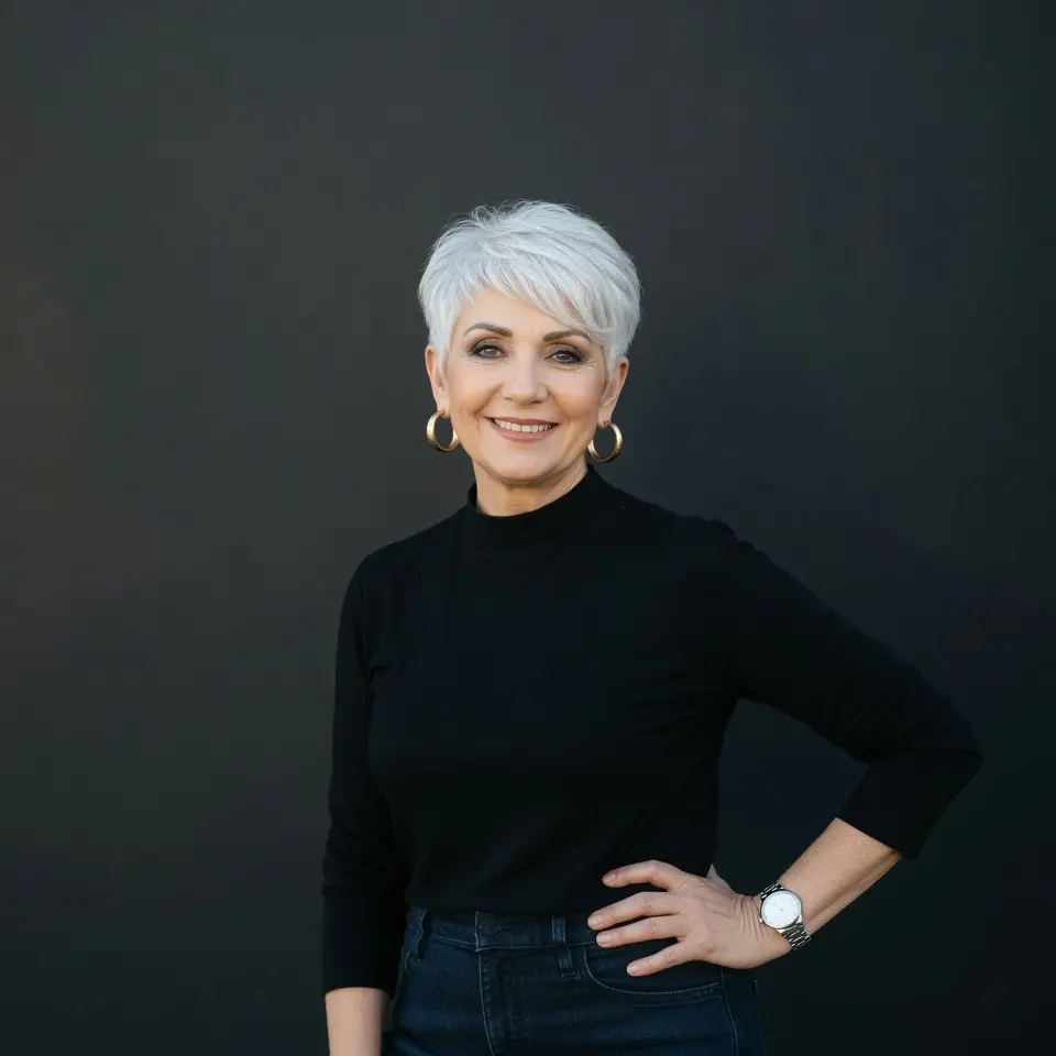 #1 Icy White Tapered Pixie Crop