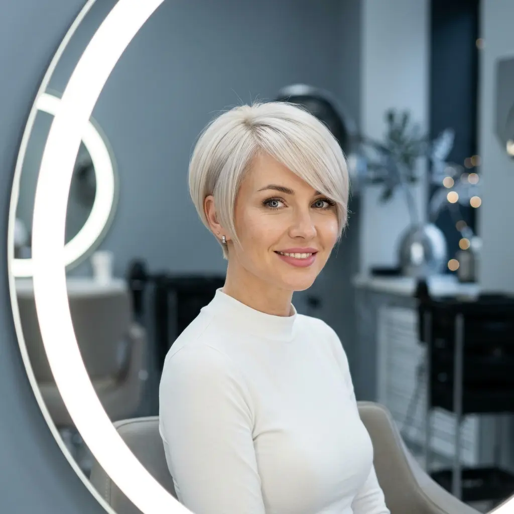 #1 Chic Blonde Long Pixie Cut with Side Bangs