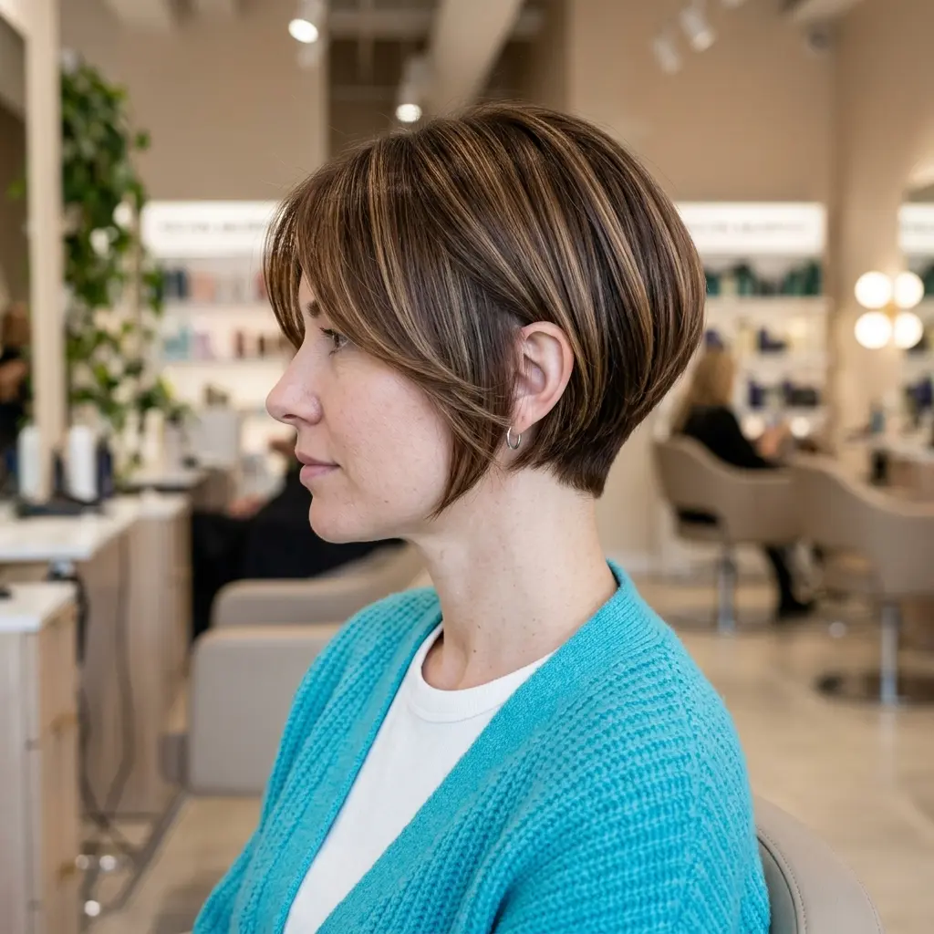 #1 Modern Short Stacked Bob with Soft Layers