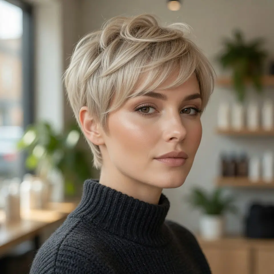 #1 Buttery Blonde with Side Bangs