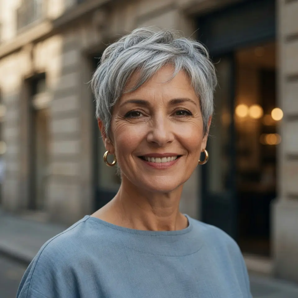 #10 Silver Elegance Shaggy Pixie for Graceful Aging