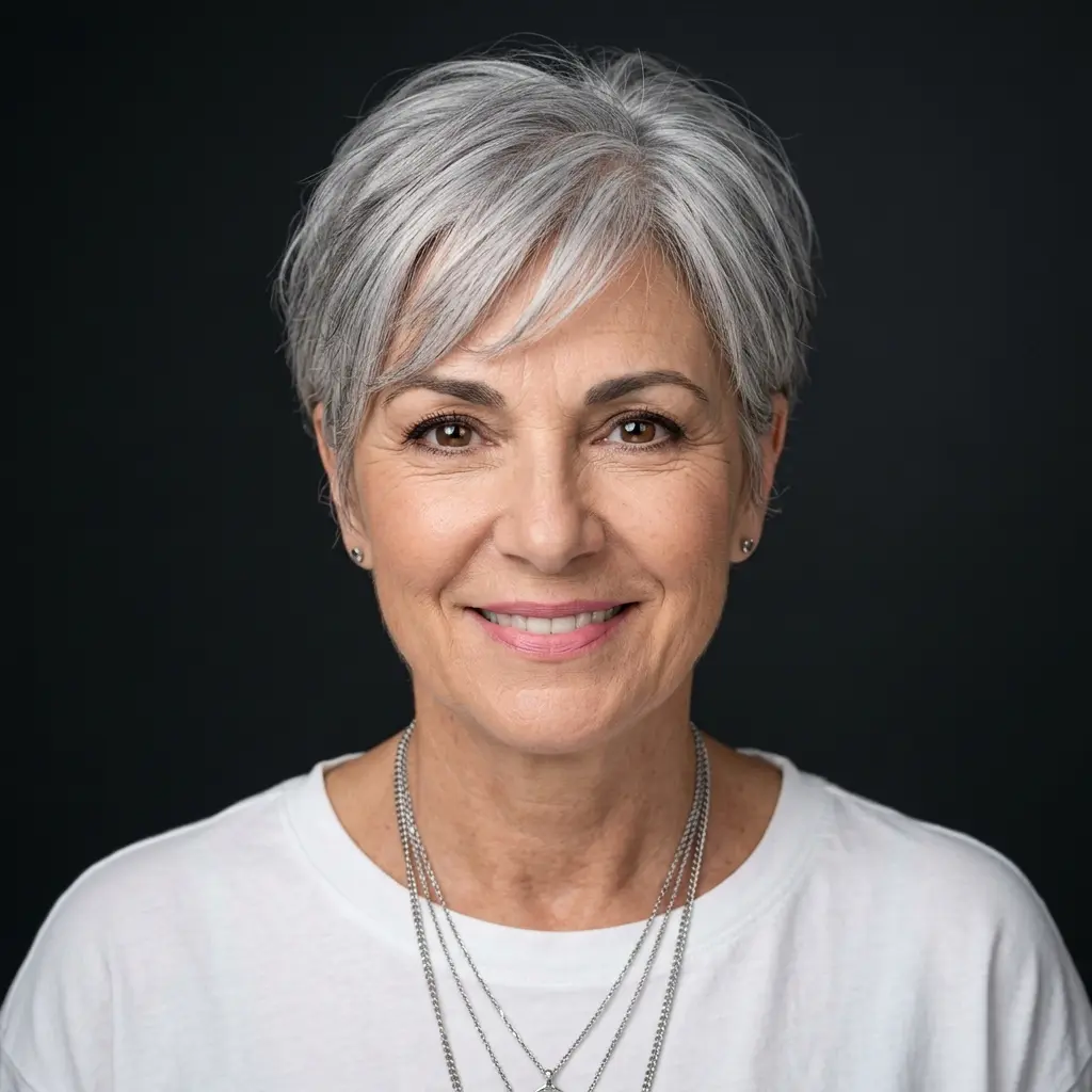 #10 Grey Long Pixie with Short Sides