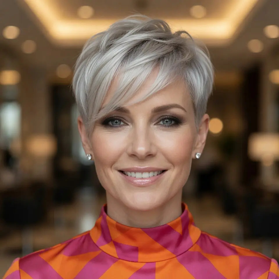 #10 Sweeping Pixie Cut with Blonde Highlights