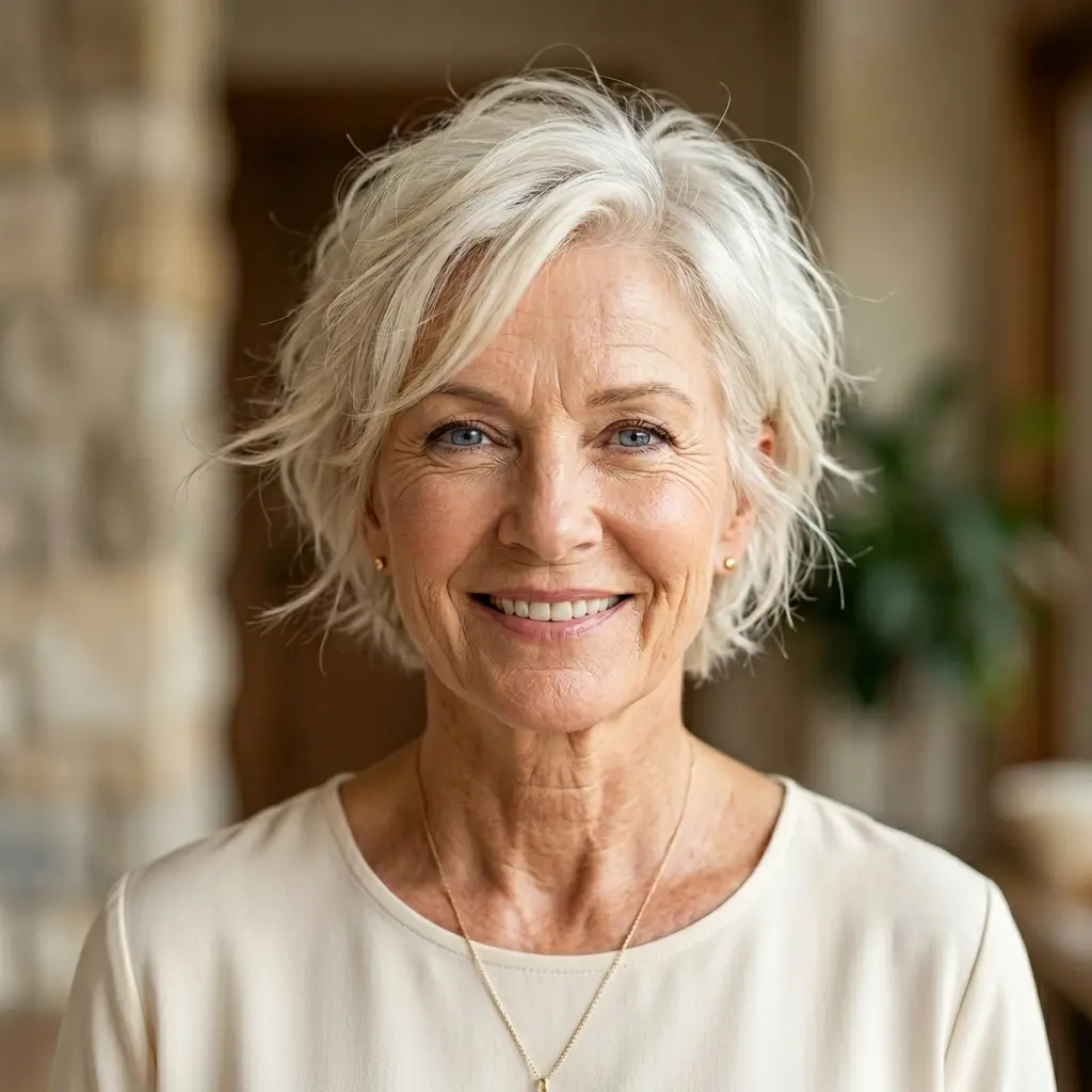 #10 Light Ash-Silver Feathered Pixie with Root Depth