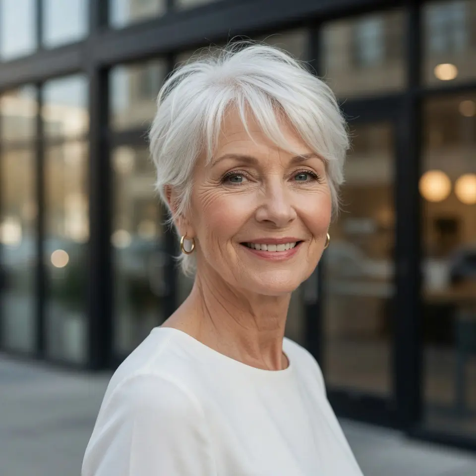 #11 Silver Fox Textured Pixie with Feathered Layers