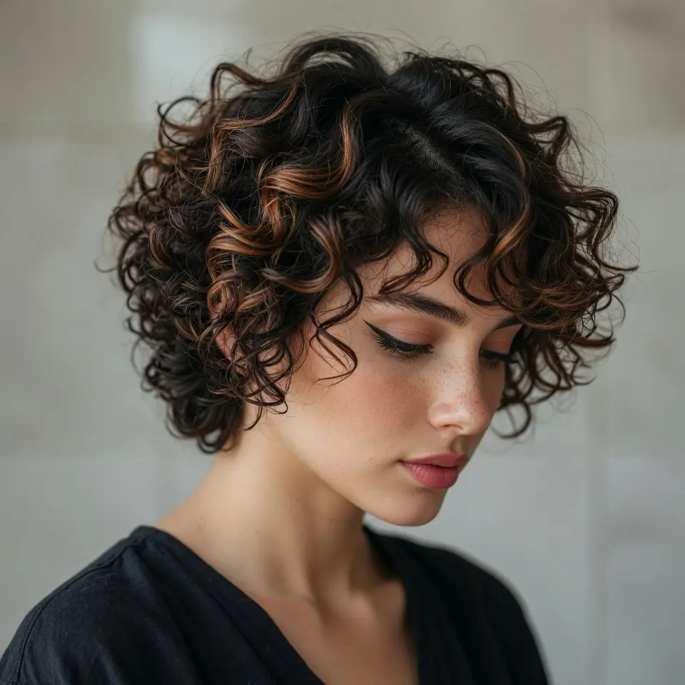 #11 Super Short Stacked Curly Bob