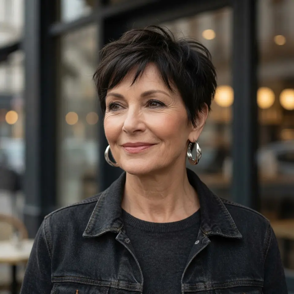 #12 Edgy Black Layered Pixie with Natural Texture