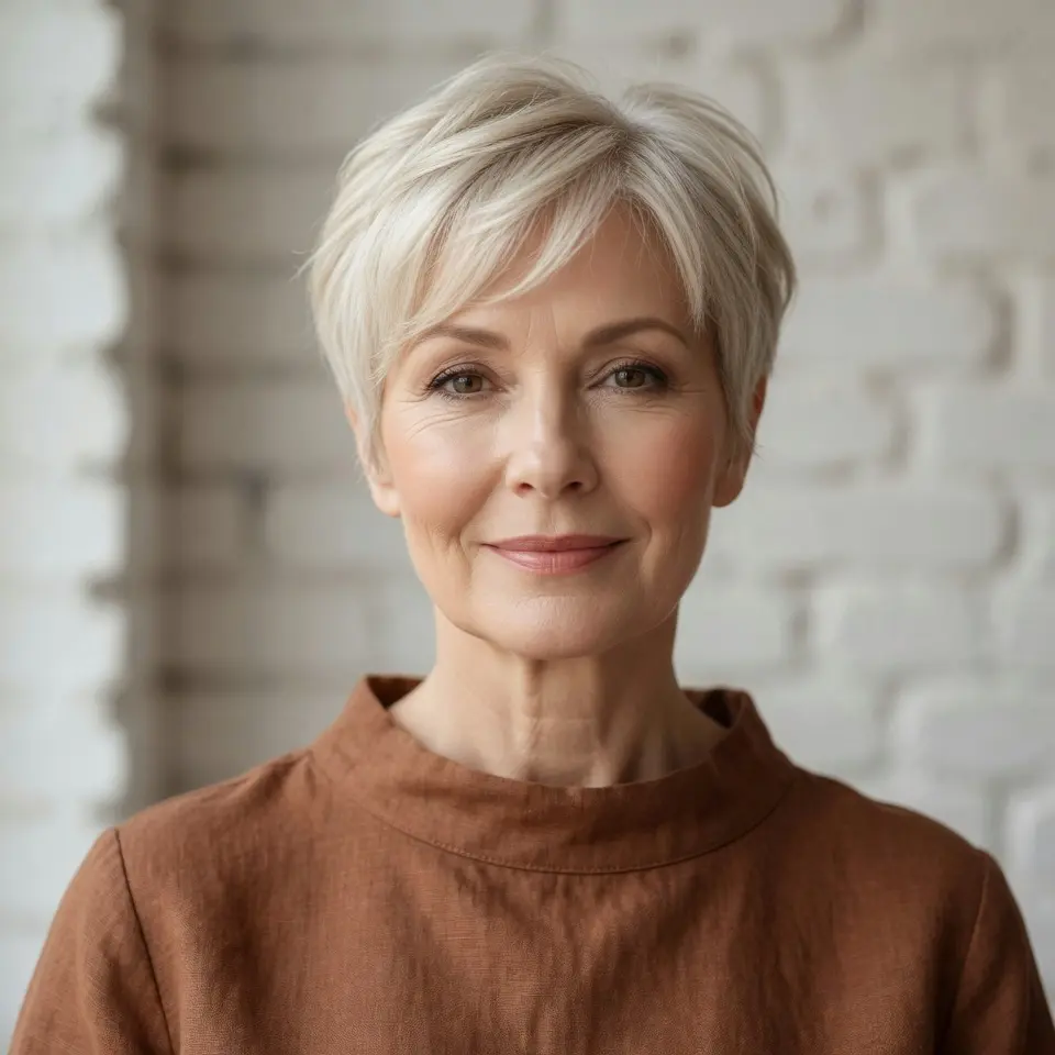 #12 Soft Grey Layered Pixie with Subtle Waves