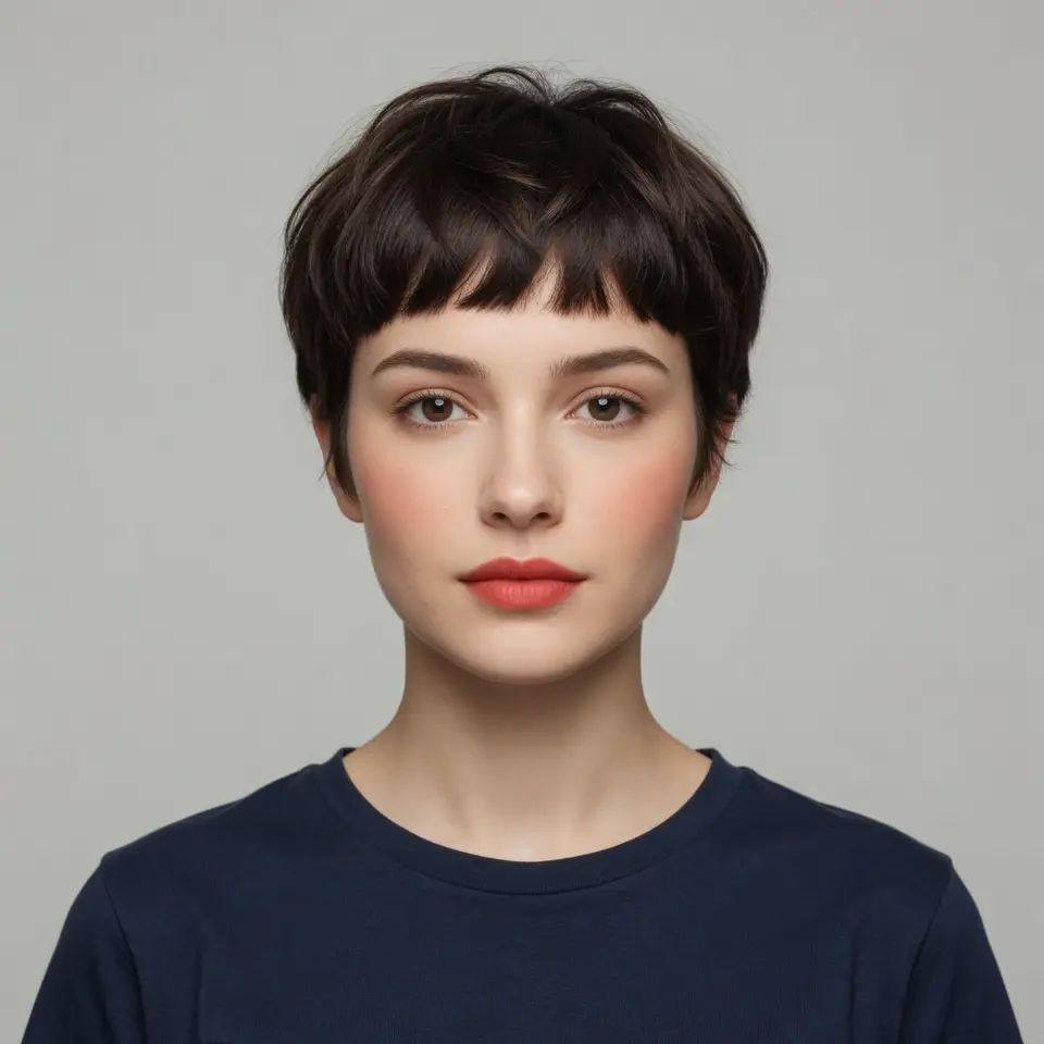 #12 Rounded Crown Long Pixie with Cropped Micro Fringe